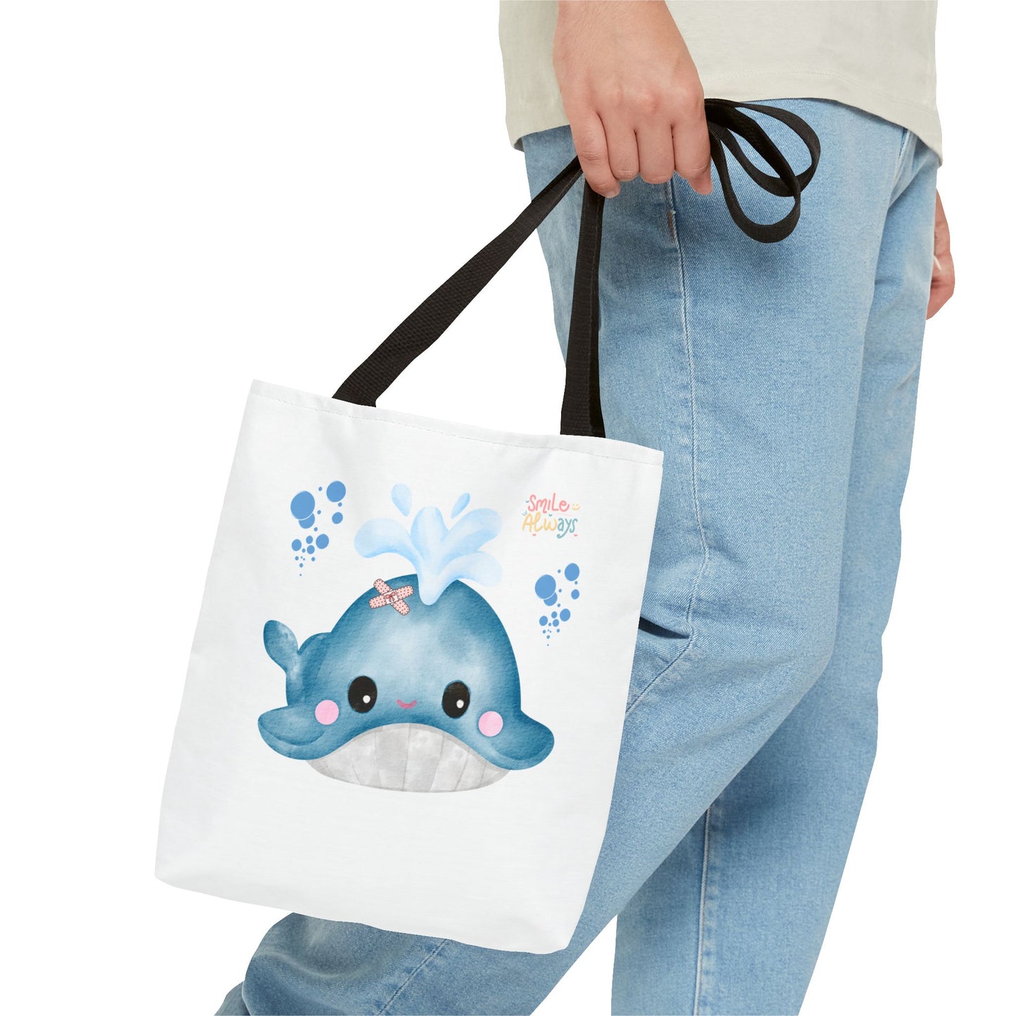 Whale with a bandage and bubble Tote Bag