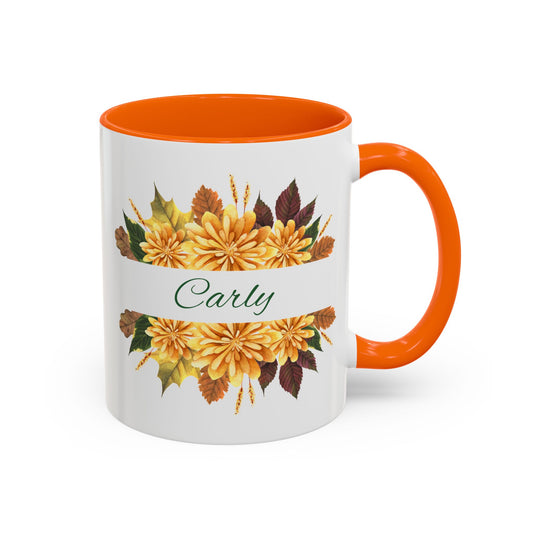 Personalized Floral Accent Coffee Mug