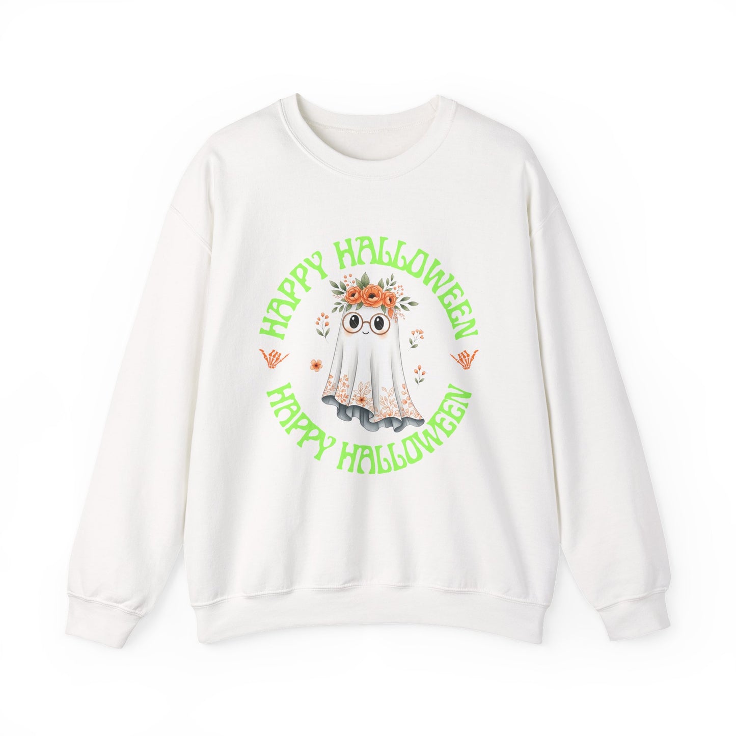 Halloween Ghost Sweatshirt, Cozy Fall Crewneck, Unisex Halloween Apparel, Cute Ghost Design, Perfect for Halloween Parties