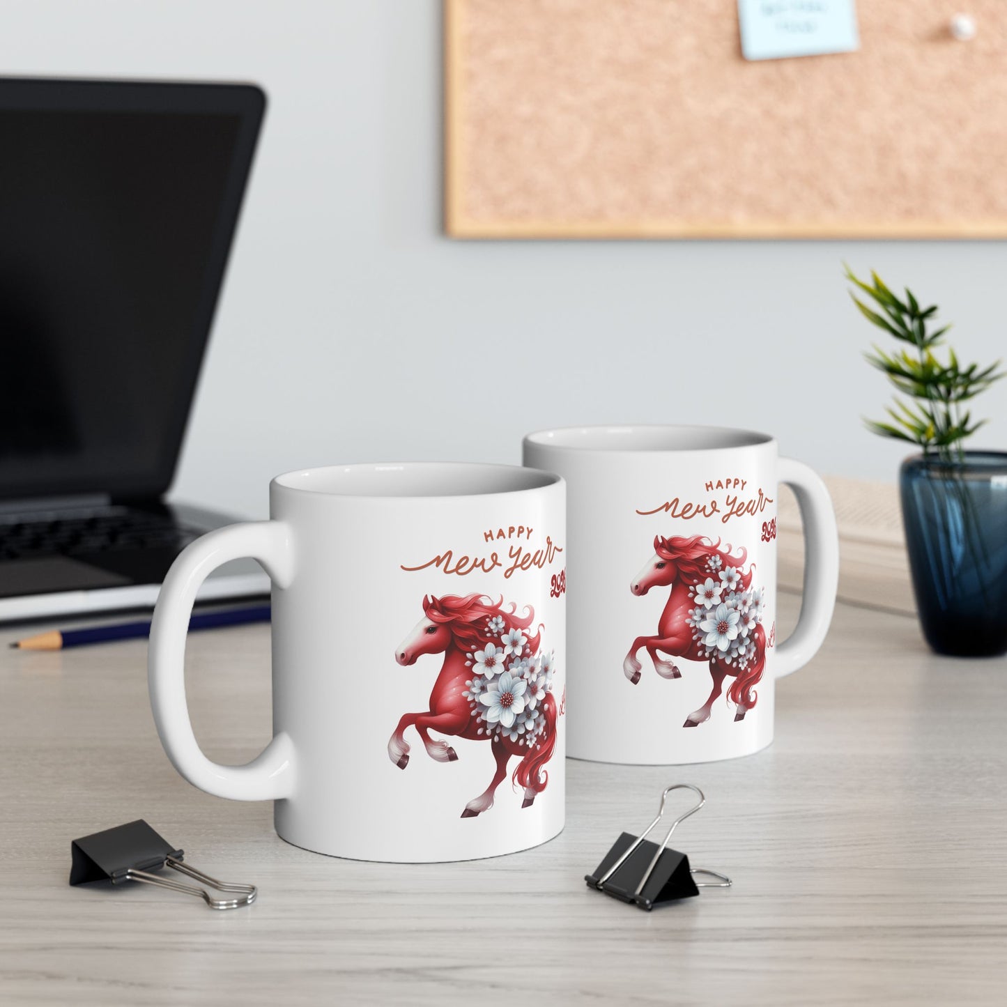 Personalized Red Unicorn Ceramic Mug — Custom Name & Birth Year Coffee Cup (11oz/15oz)