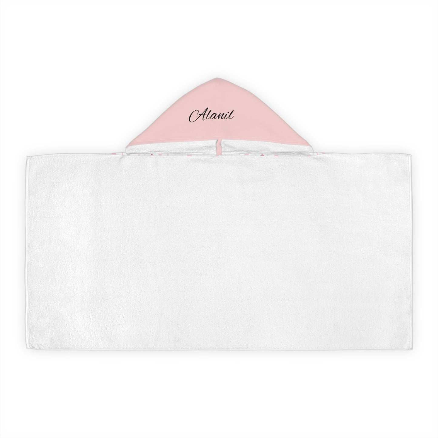 Personalized Kids Hooded Towel — Cute Bear & Hearts Design (Custom Name)