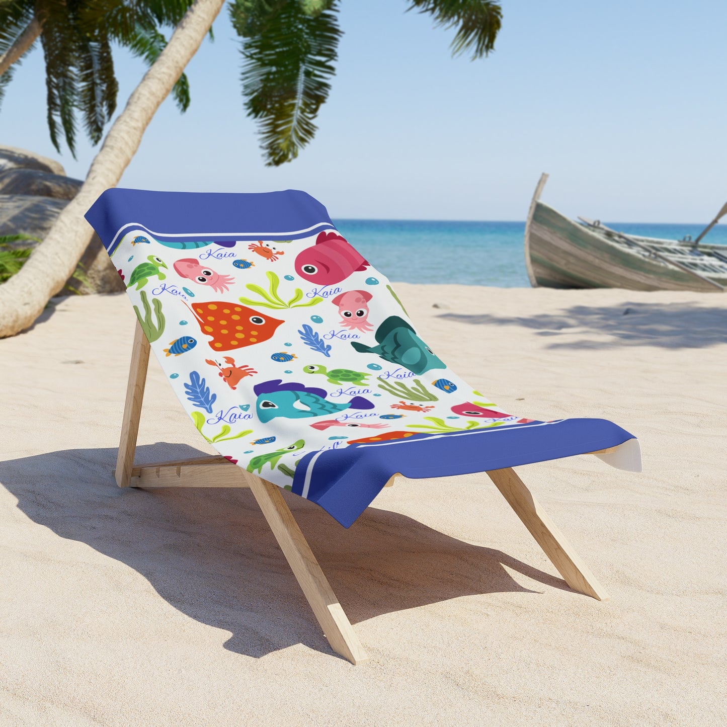 Cute Colorful Sea Creatures Beach Towel – Playful Fish & Ocean Life Print