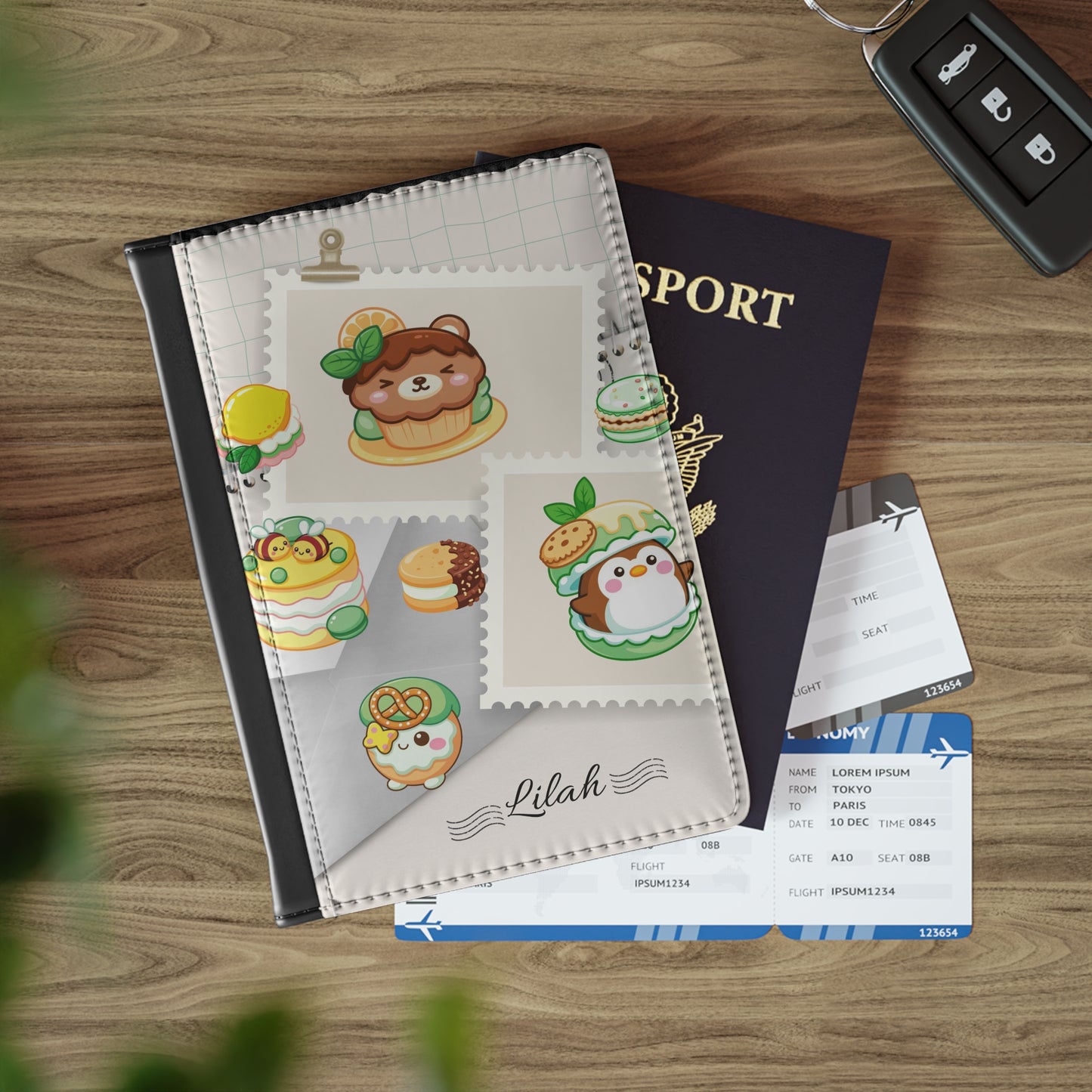 Cute Dessert Passport Cover — Personalized Kawaii Travel Wallet