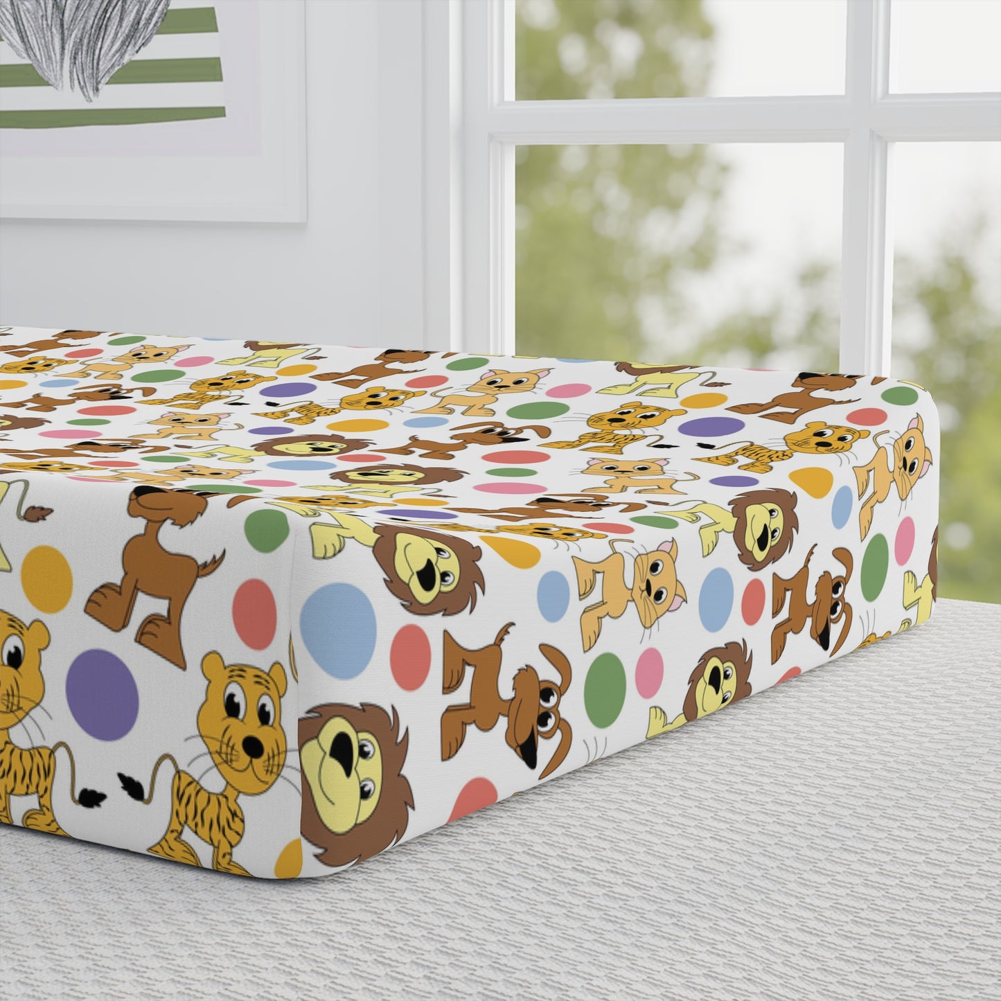 Personalized Floral Safari Baby Changing Pad Cover – Lion Name Design