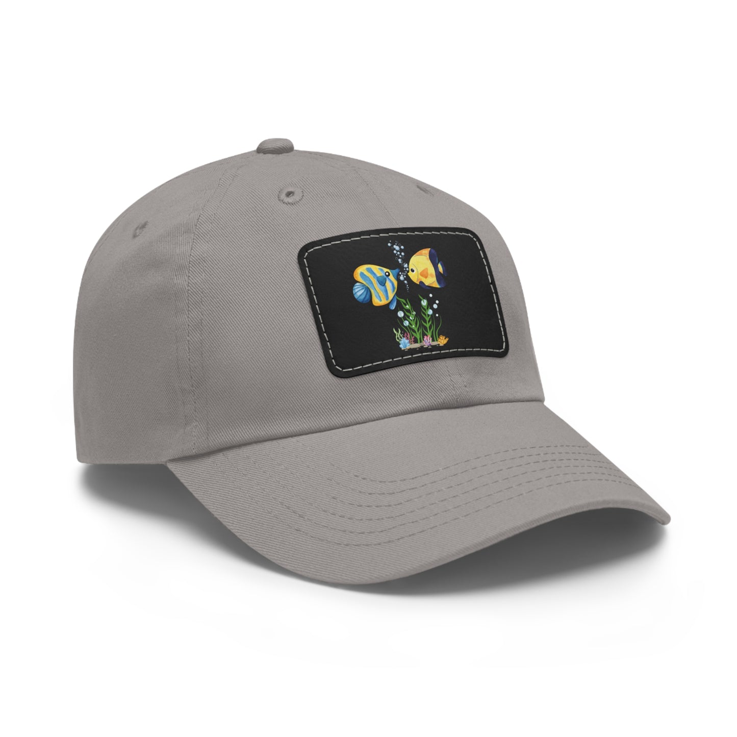 Two fish greet in underwater Dad Hat with Leather Patch (Rectangle)