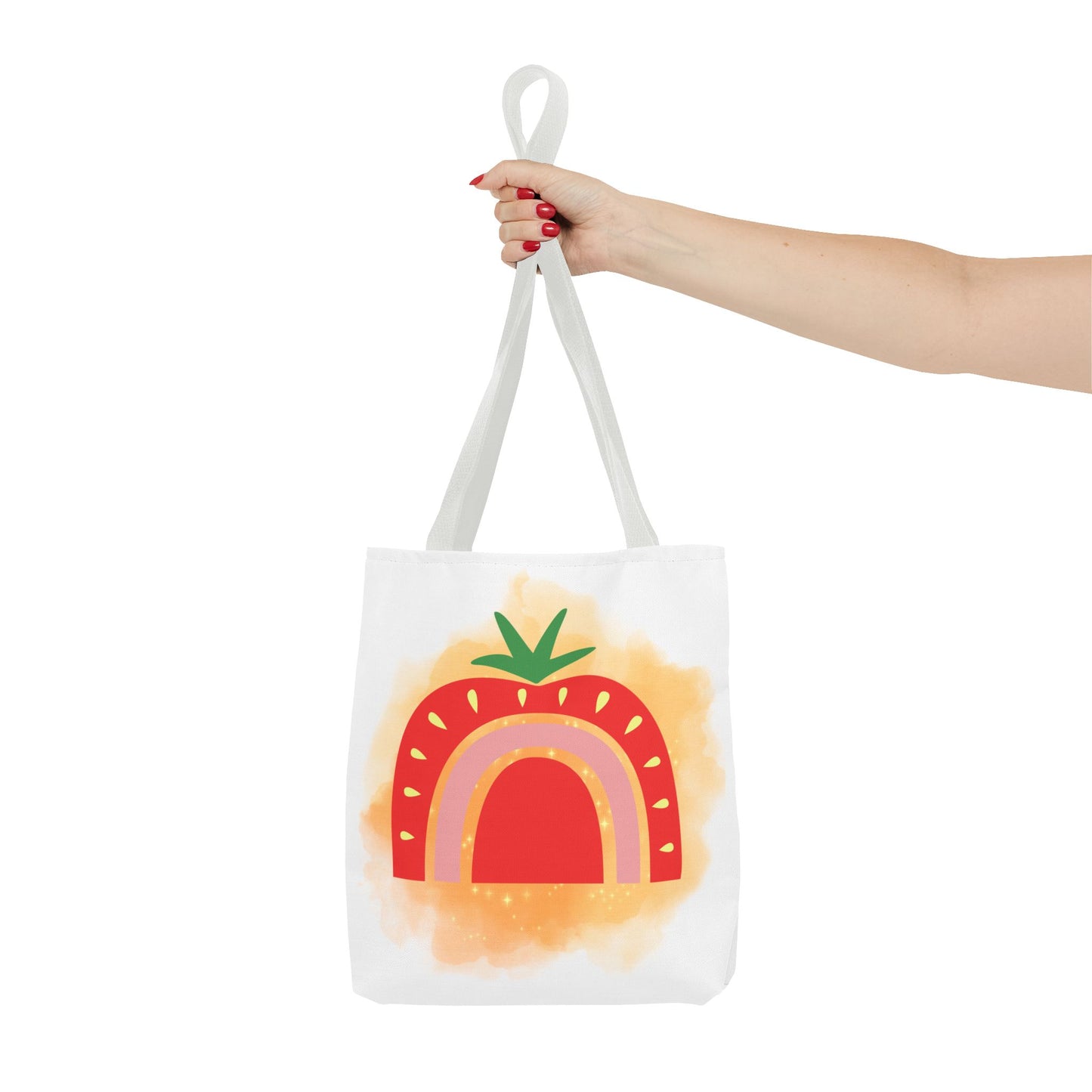 Strawberry Rainbow Tote Bag – Cute Fruit Watercolor AOP Tote