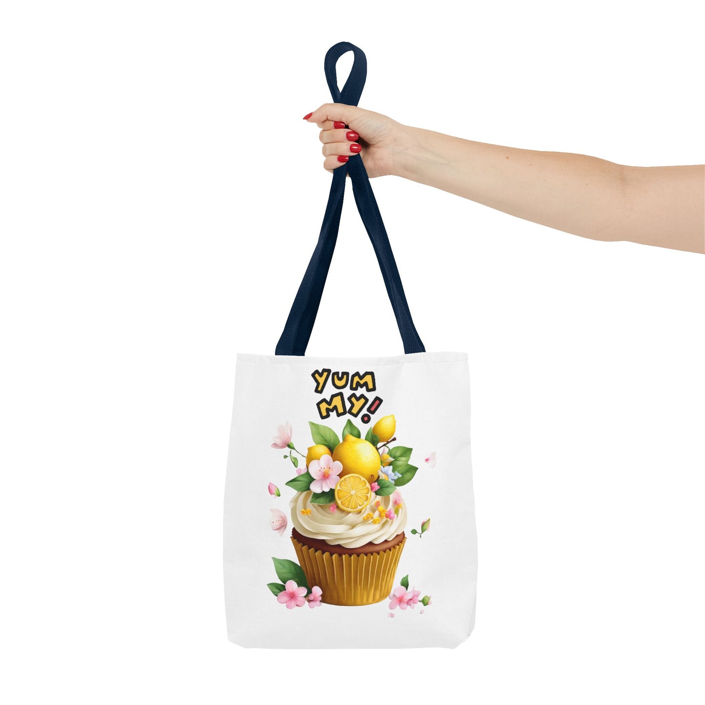 Lemon Cupcake Tote Bag — "Yum My!" Cute Dessert Floral Market Tote