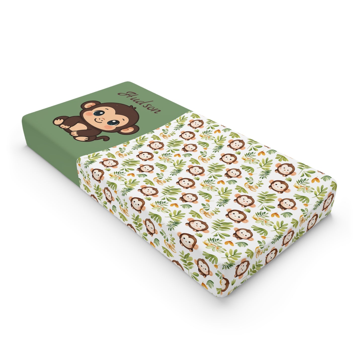 Jungle Monkey Baby Changing Pad Cover – Personalized Nursery Waterproof Cotton Fit