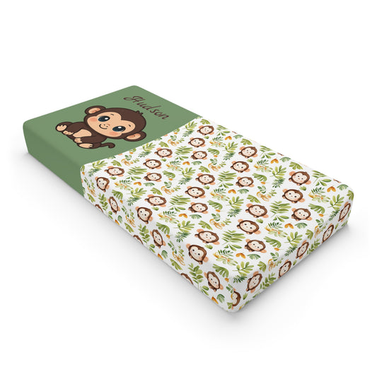 Jungle Monkey Baby Changing Pad Cover – Personalized Nursery Waterproof Cotton Fit