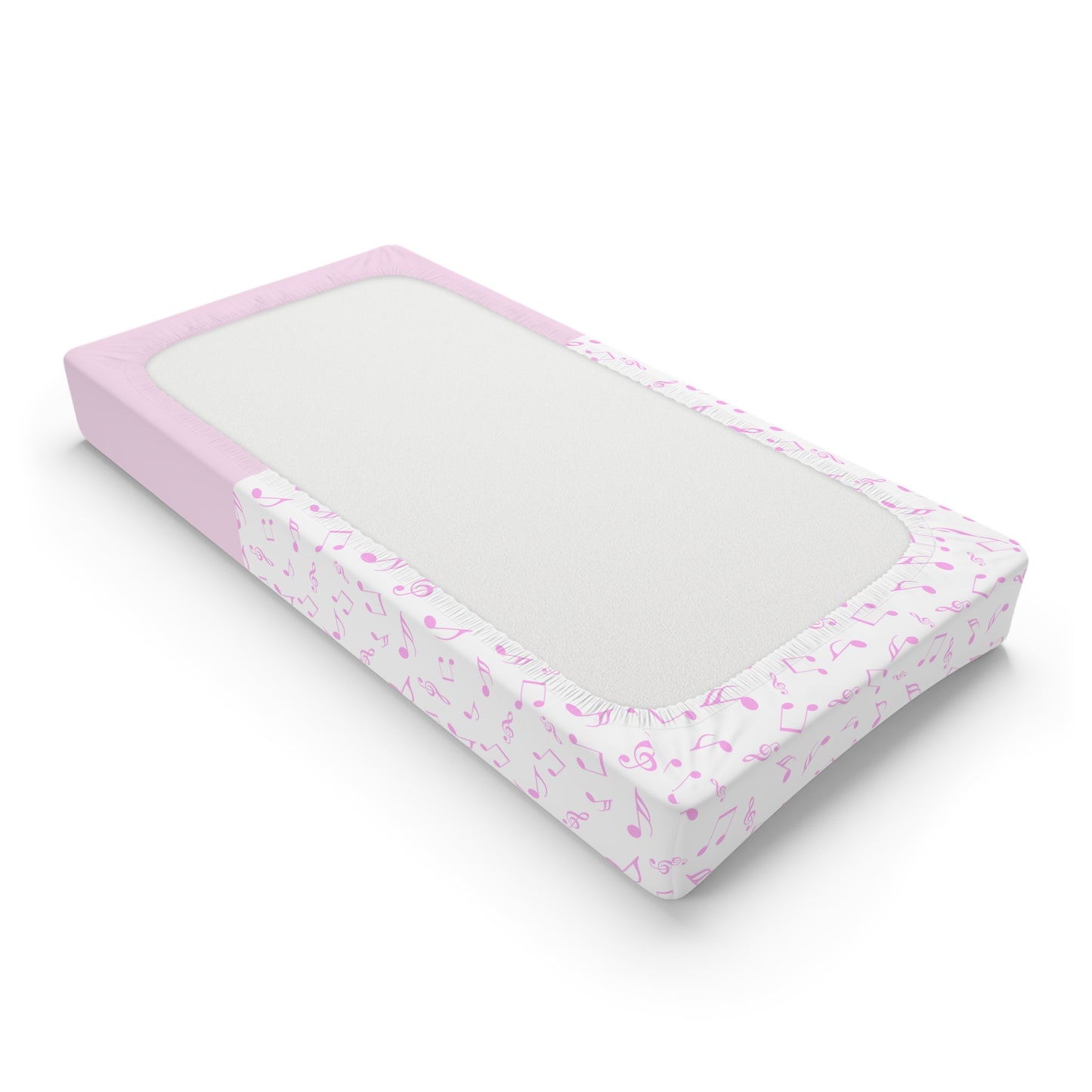 Personalized Pink Musical Notes Baby Changing Pad Cover — Custom Name