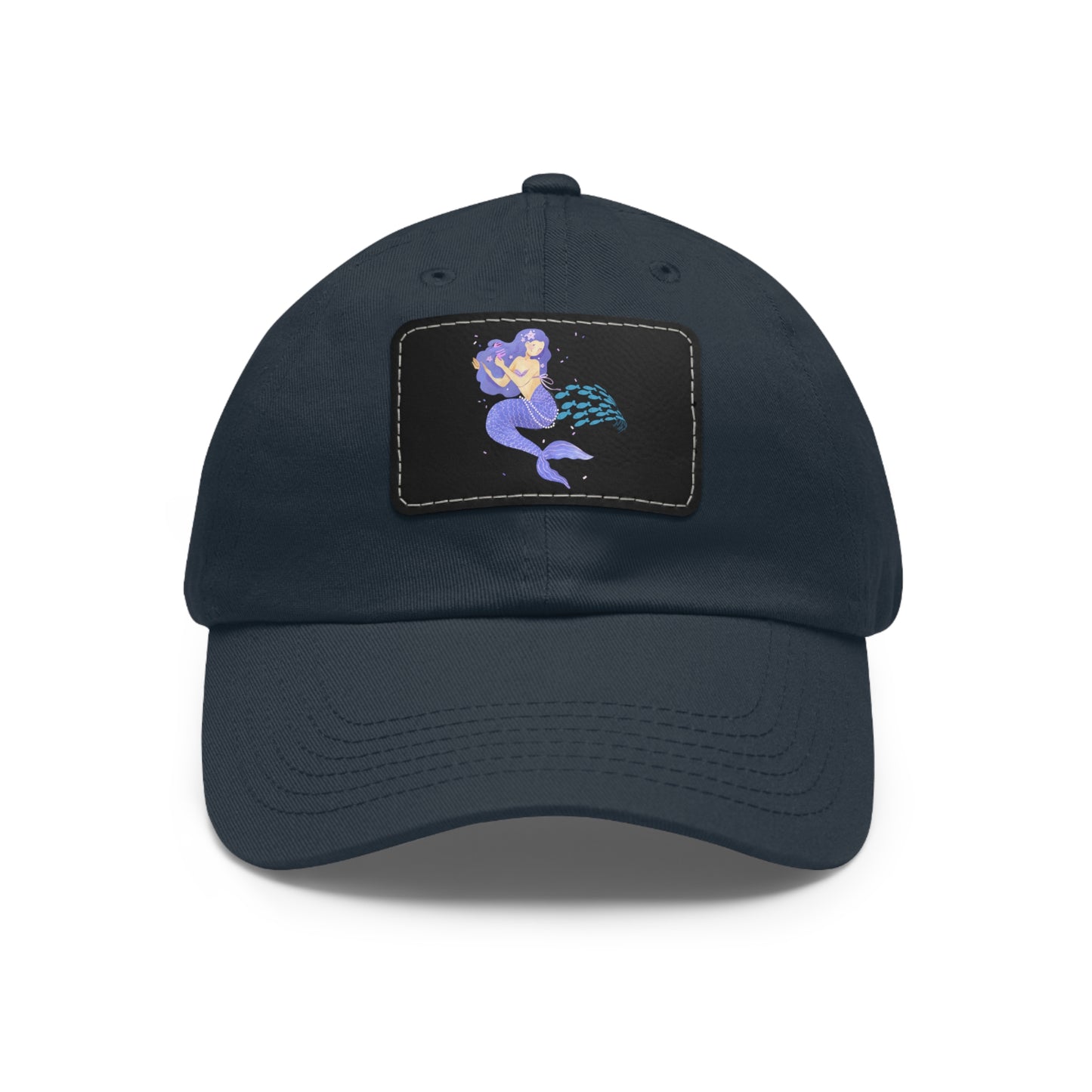 The mermaid and her school fish Dad Hat with Leather Patch (Rectangle)