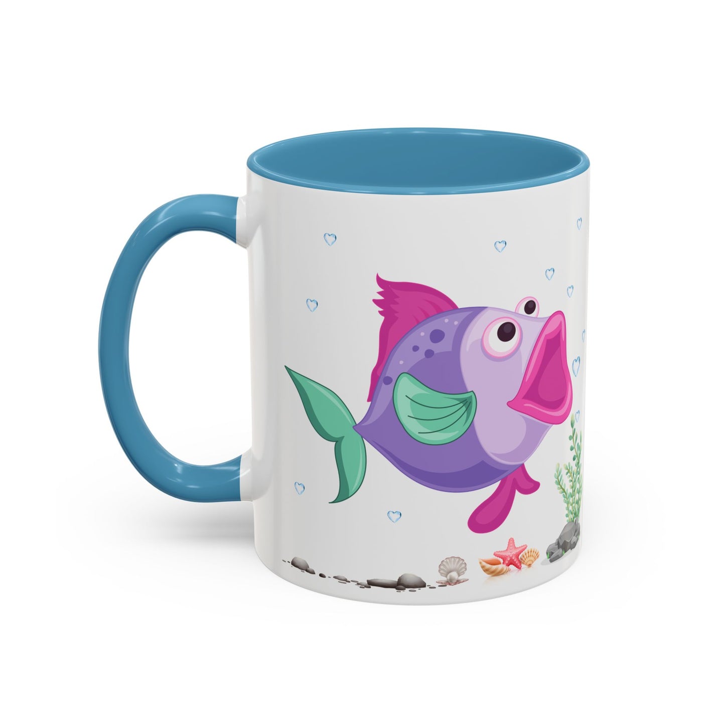 Fish with open mouth bubbles and underwater flora. Coffee Mug