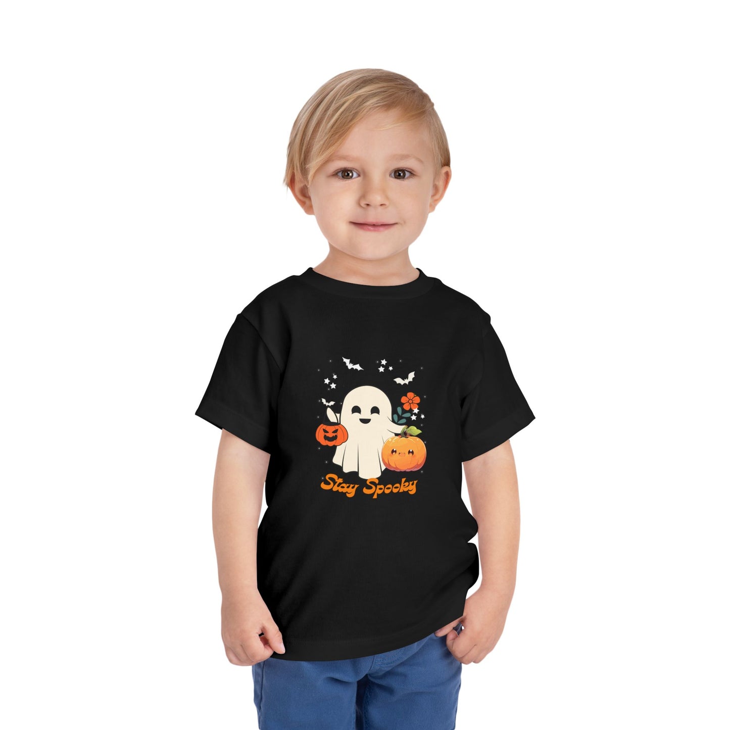 Toddler Halloween Tee - Adorable Ghost and Pumpkin Design, Perfect for Fall Festivities, Trick-or-Treating, Kids' Parties, and Everyday Wear