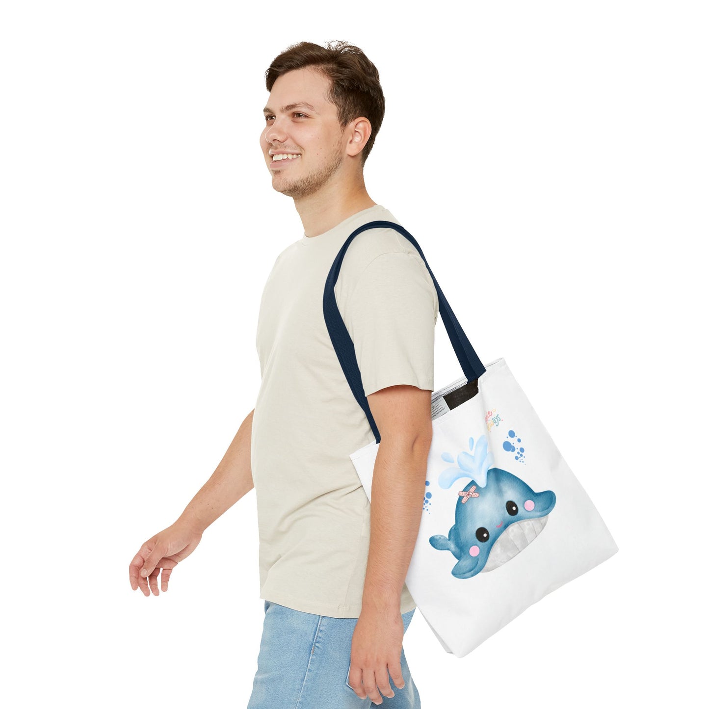 Whale with a bandage and bubble Tote Bag