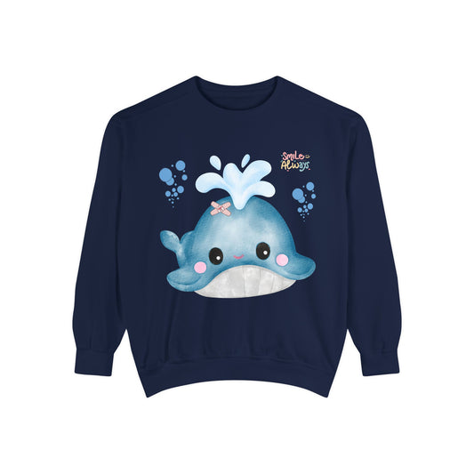 Whale with a bandage and bubble Unisex Garment-Dyed Sweatshirt