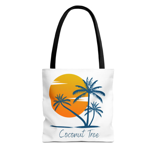 Coconut Tree Tote Bag — Tropical Sunset Beach Canvas Tote