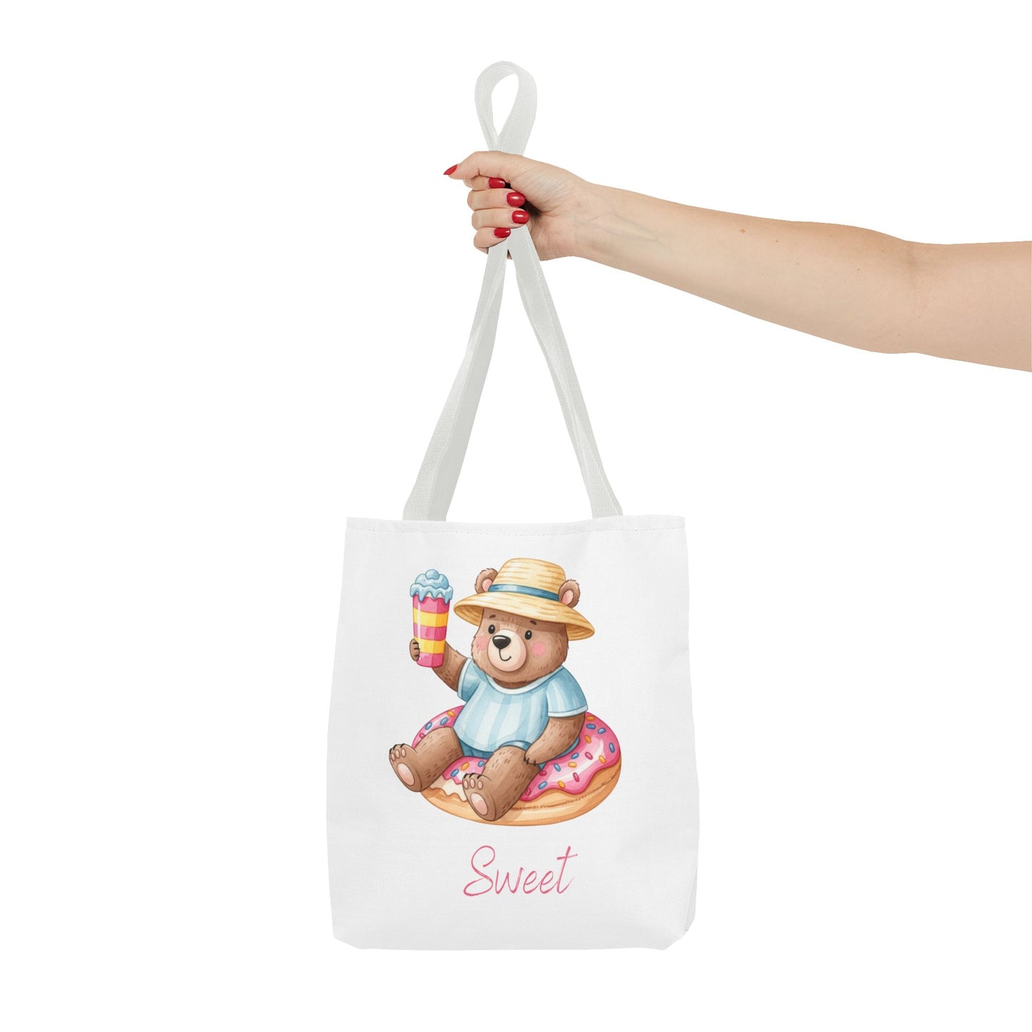 Sweet Bear Beach Tote - Cute Summer Teddy on Donut Float