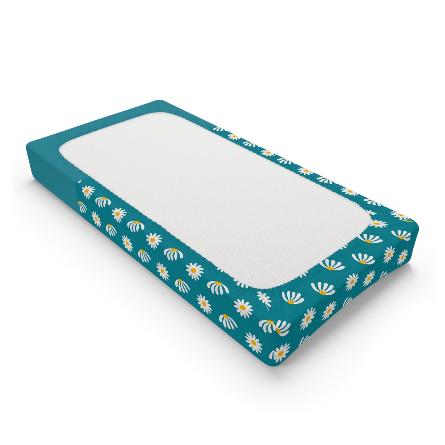 Daisy Baby Changing Pad Cover — Teal Floral Nursery Decor