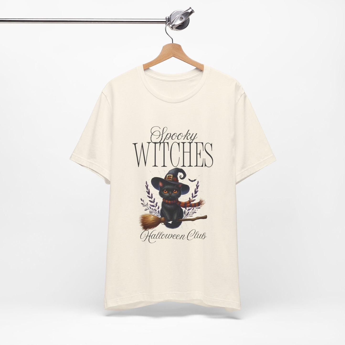 Spooky Witches Halloween Tee, Unisex Short Sleeve Shirt, Witch T-Shirt, Halloween Costume Top, Cat Lovers Gift, Fall Fashion