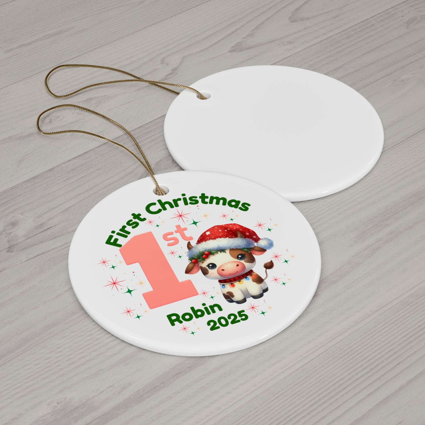 Personalized First Christmas Ceramic Ornament, Holiday Decor, Baby's 1st Xmas, Family Keepsake, Custom Gift, Christmas Tree Ornament