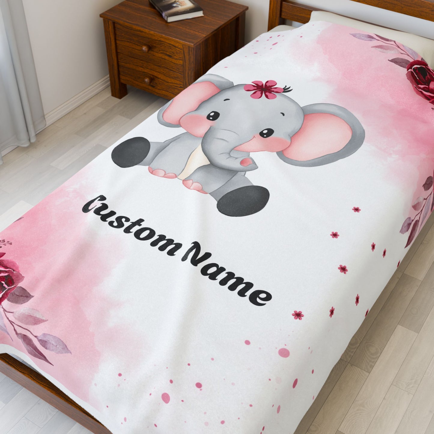 Personalized Elephant Plush Blanket, Baby Shower Gift, Nursery Decor, Custom Name Blanket, Soft Baby Blanket
