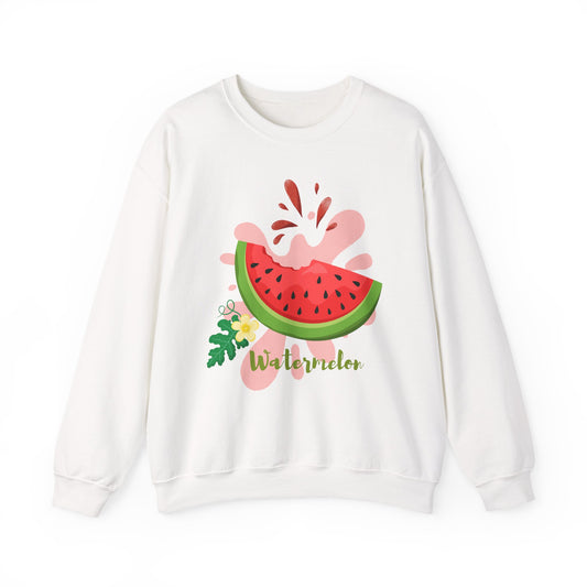 Watermelon Splash Unisex Crewneck Sweatshirt, Summer Vibes Sweatshirt, Cute Fruit Apparel, Gift for Friends, Cute Trendy Sweatshirt