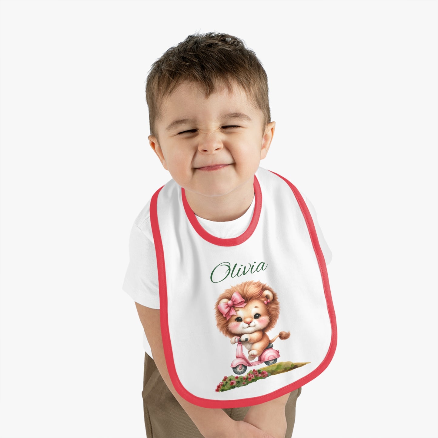 Personalized Baby Bib — Cute Lion Cub Design with Name