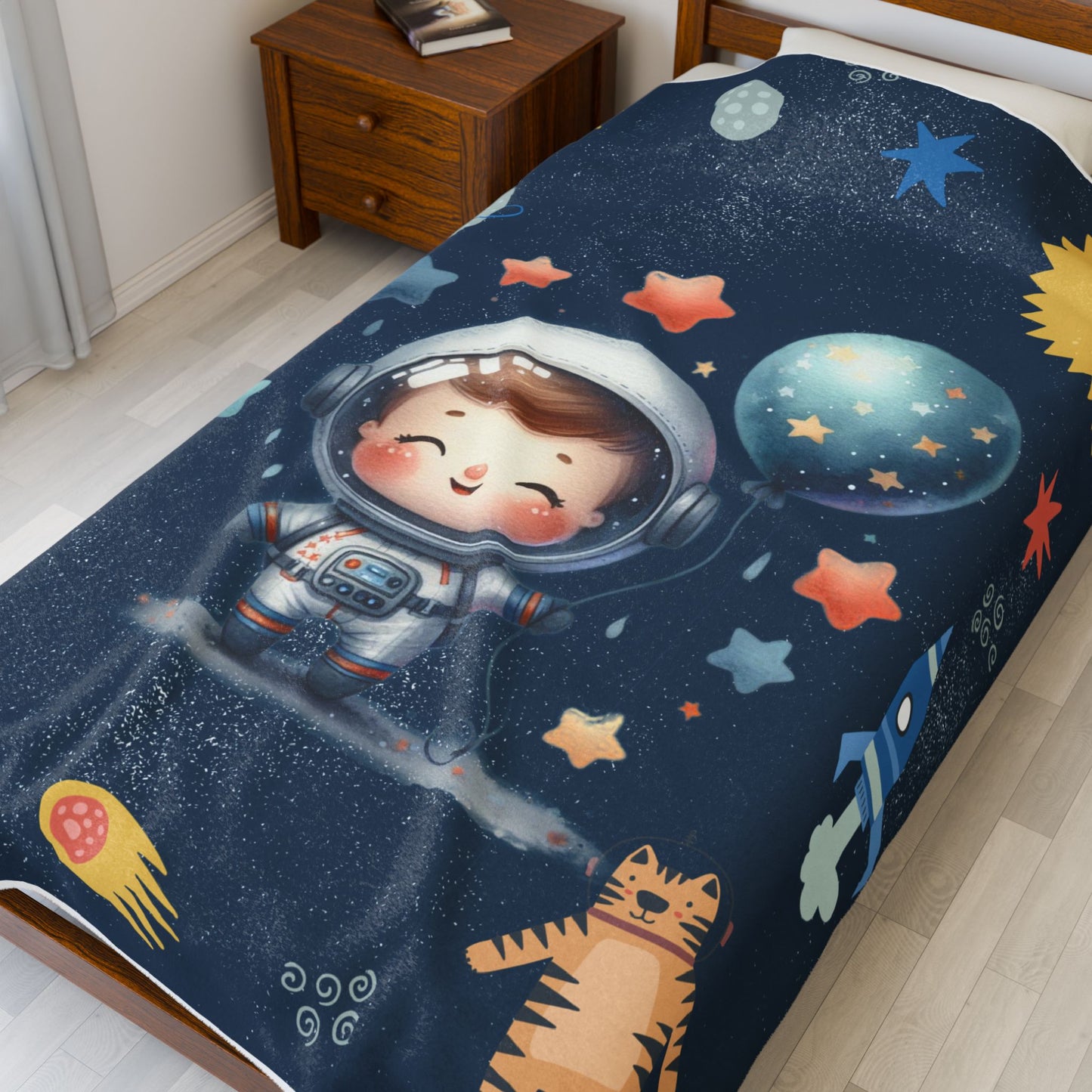 Cosmic Adventure Velveteen Plush Blanket, Soft Kid-Friendly Blanket, Space-Themed Nursery Decor, Cozy Blanket for Kids, Fun Gift for [...]
