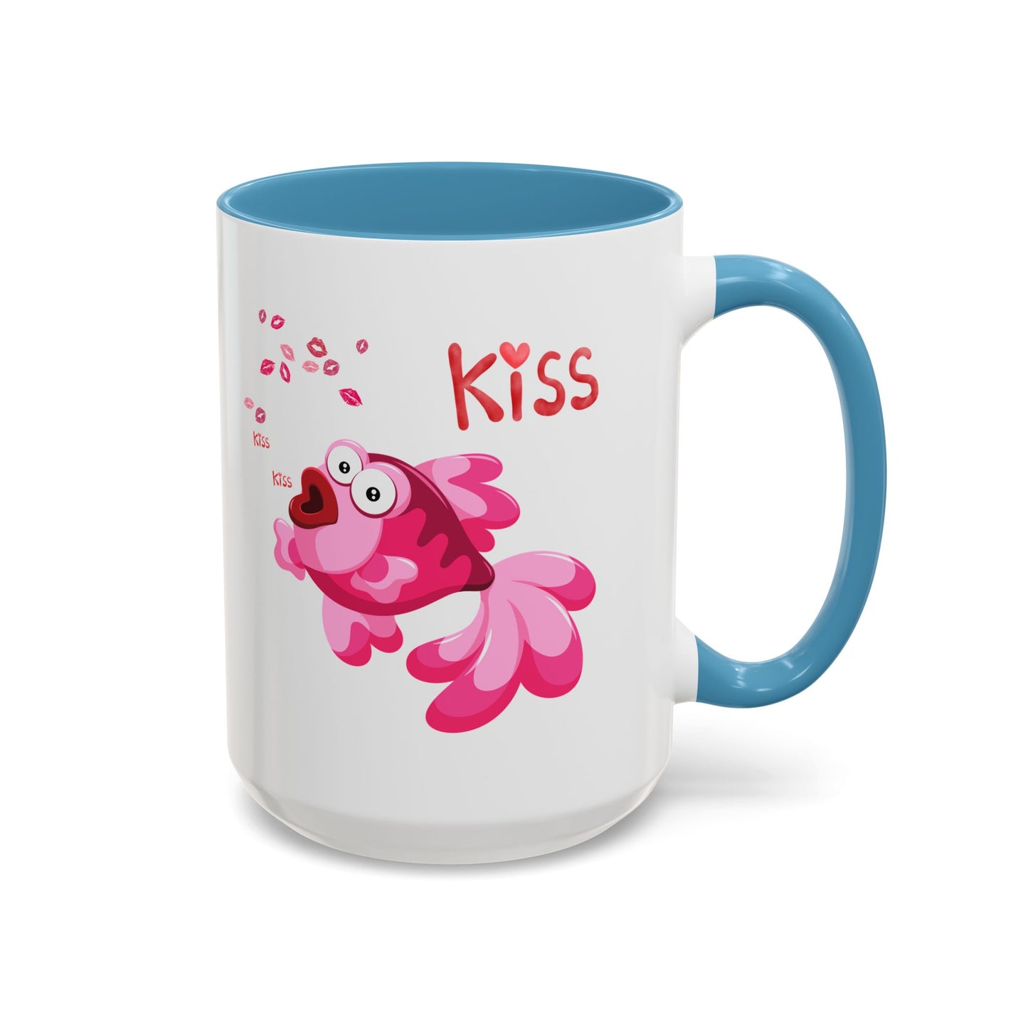 Pink fish with open mouth and kiss Coffee Mug