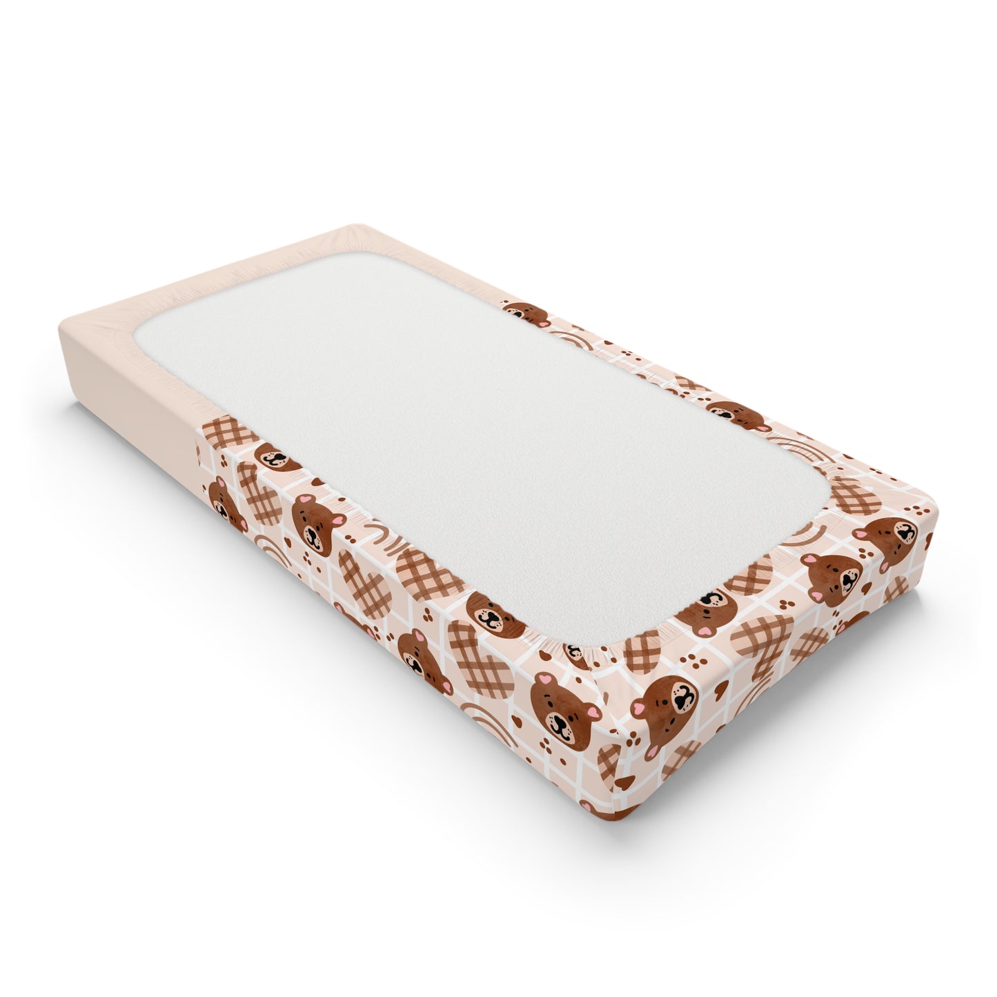 Changing Pad Cover — Personalized Brown Bear Nursery Print (Name Customizable)