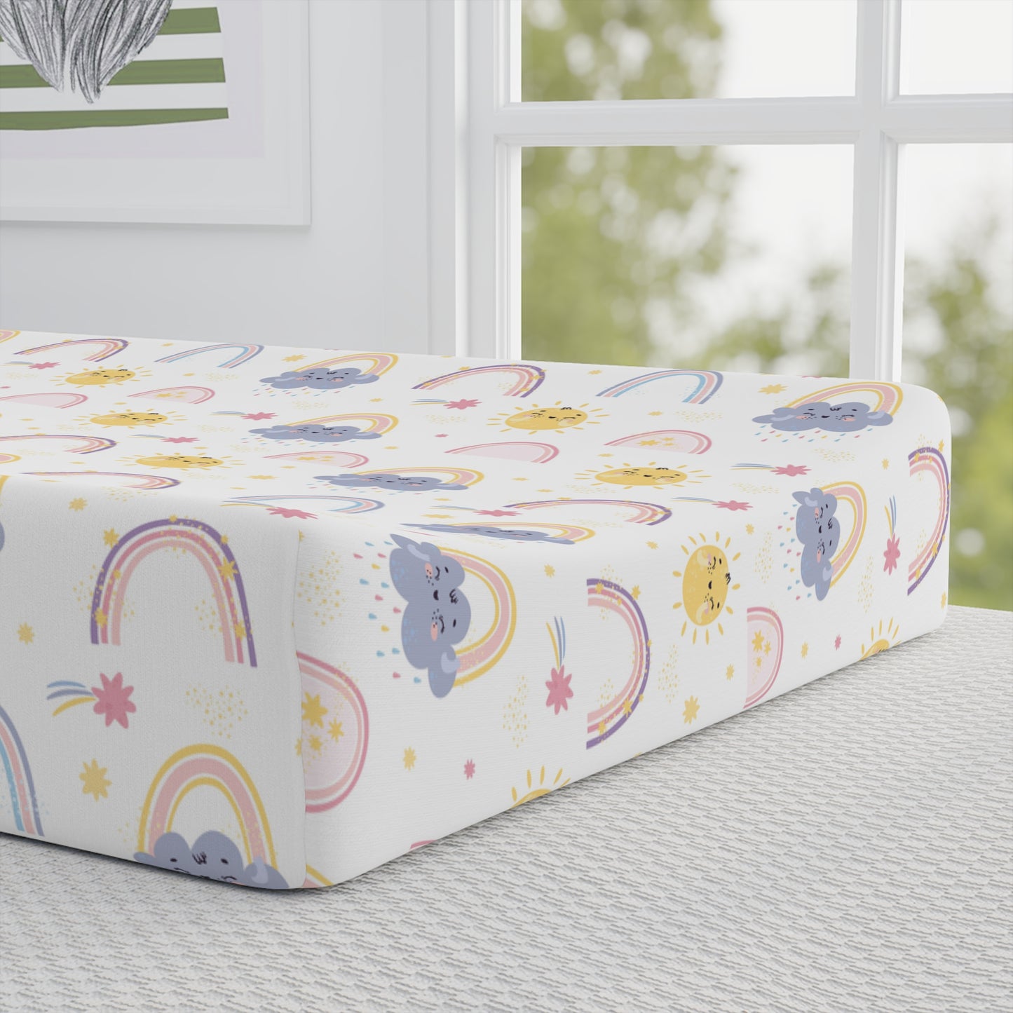 Unicorn Rainbow Baby Changing Pad Cover — Personalized Name Option