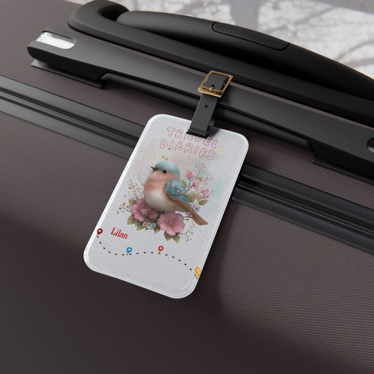 Luggage Tag — 'Travel Diaries' Floral Bird Personalized Bag Tag