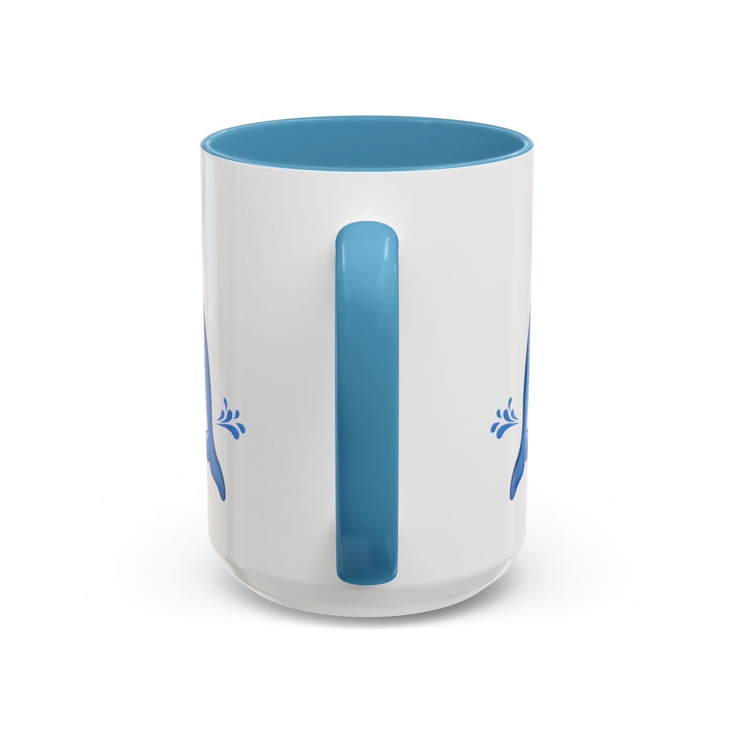 Dolphin wearing a straw hat with stylized water splashes Coffee Mug