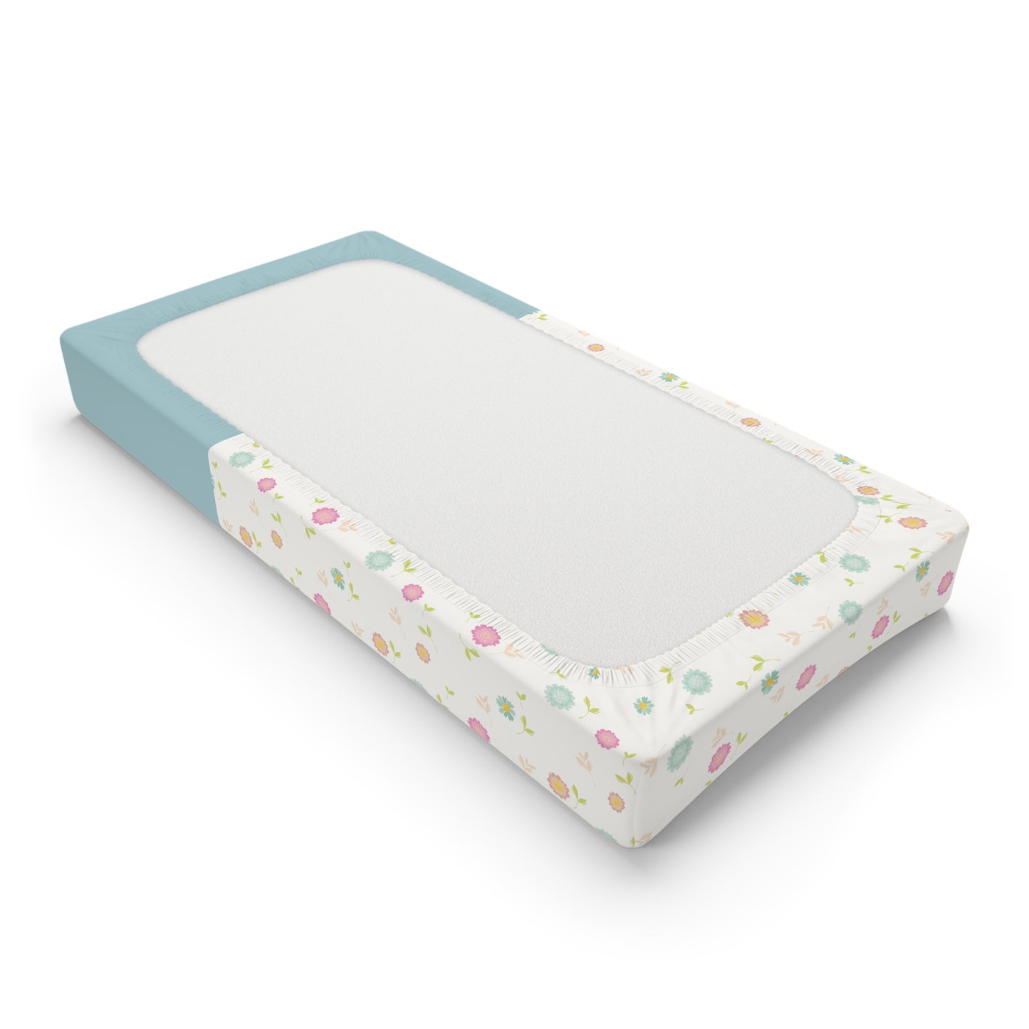 Mermaid Baby Changing Pad Cover — Cute Pastel Floral Nursery Protector