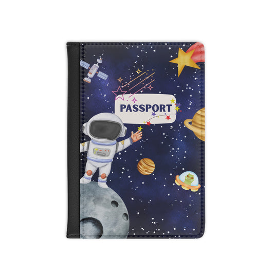 Space Explorer Passport Cover — Cute Astronaut & Planets Travel Wallet