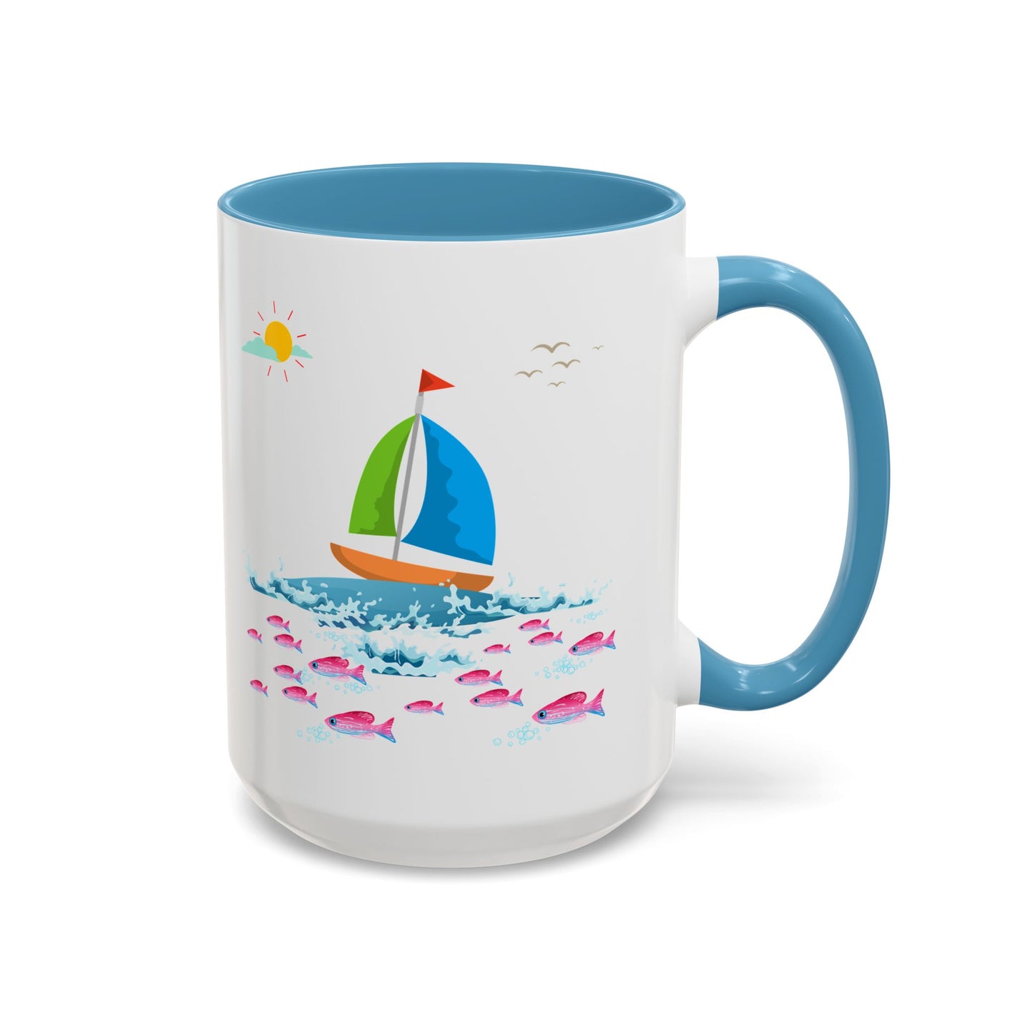 Sailboat and Red fish Coffee Mug