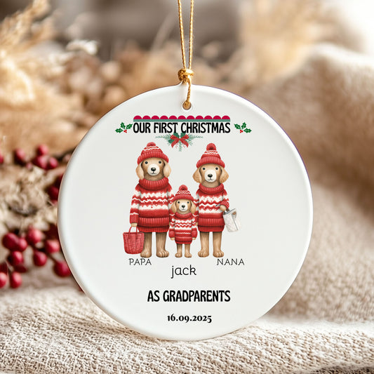 Personalized Christmas Ornament, Pet Family Decoration, 1st Christmas Gift, Custom Family Ornament, Holiday Decor