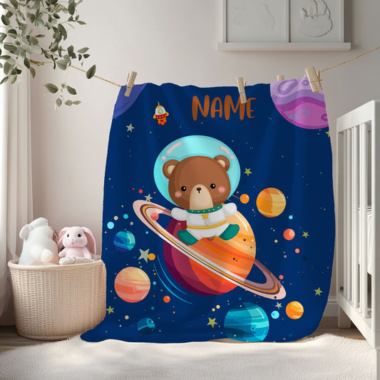 Space-Themed Velveteen Plush Blanket for Kids, Cozy Planet Bear Blanket, Personalized Children's Blanket, Great Gift for Baby Showers, [...]