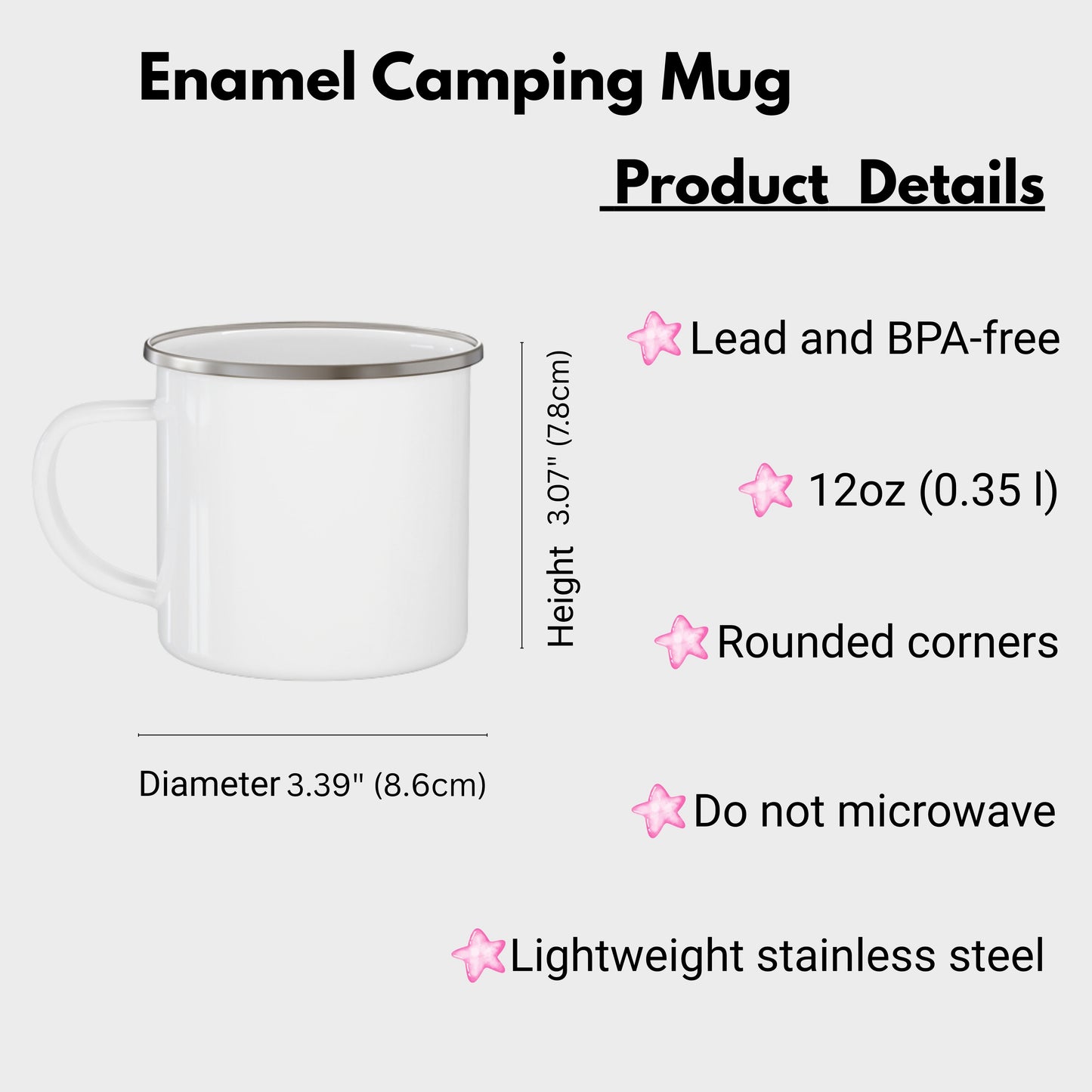 Coastal Enamel Camping Mug with Palm Trees and Boat Design