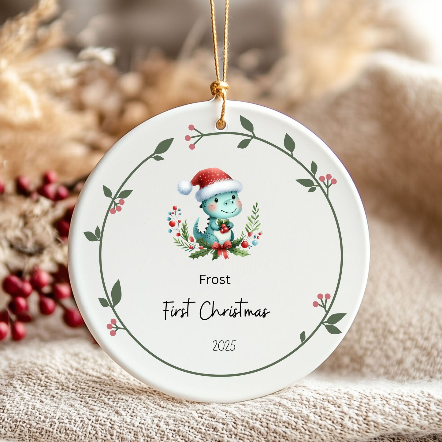 Personalized Christmas Ornament, Holiday Decor, Keepsake Gift, First Christmas Decoration, Eco-Friendly Ceramics