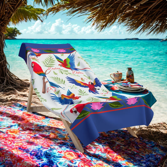 Macaw Paradise Beach Towel – Tropical Parrot Print, Vibrant Summer Pool & Travel Towel