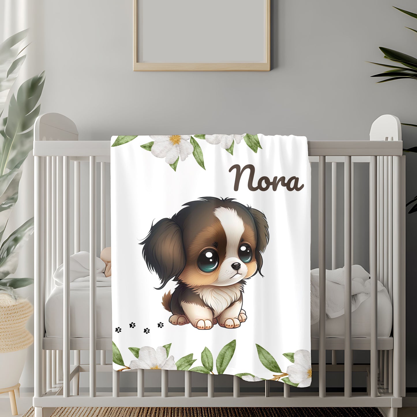 Personalized Puppy Velveteen Plush Blanket, Cozy Dog Lover Gift, Custom Blanket for Kids, Soft Pet Blanket, Home Decor