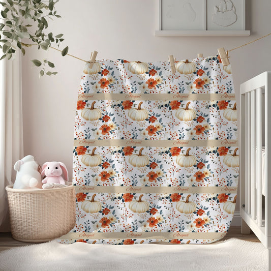 Floral Velveteen Plush Blanket - Cozy Decorative Throw for Home, Fall Decor, Gift Idea, Nursery, and Relaxation