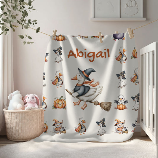 Personalized Halloween Velveteen Plush Blanket, Cozy Throw for Kids, Fall Decor, Family Gift, Spooky Sleepovers, Custom Name Blanket