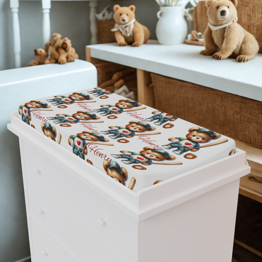Teddy Bear Baby Changing Pad Cover — Cute Nursery Waterproof Fitted Cover