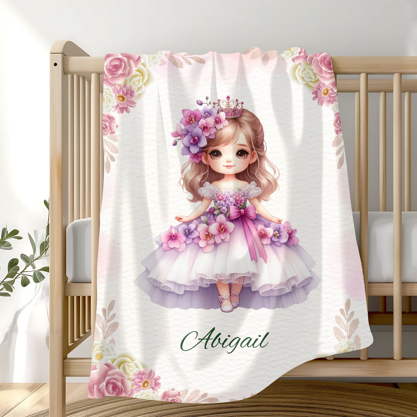 Personalized Velveteen Plush Blanket - Custom Flower Girl Gift, Kid's Blanket, Cozy Throw, Nursery Decor, Birthday Present