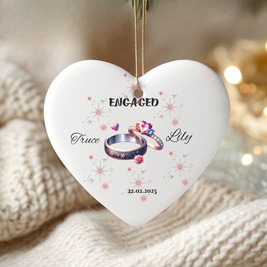 Heart-Shaped Engagement Ornament - Perfect Gift for Couples, Wedding Decor, Holiday Keepsake, Engagement Celebration, Personalized Love