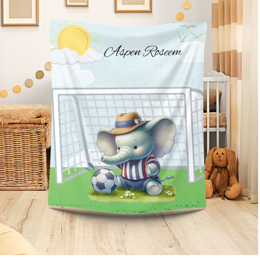 Personalized Elephant Plush Blanket - Soft Velveteen for Kids