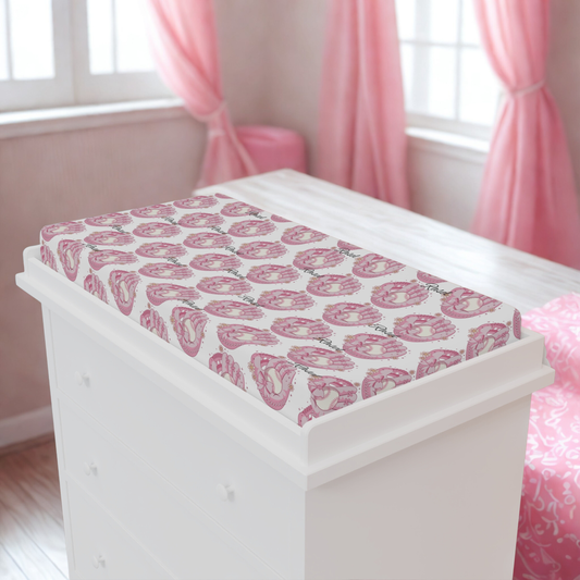 Floral Pink Wreath Baby Changing Pad Cover — Soft Rose Nursery Bedding