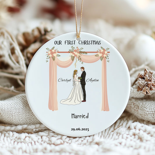 Personalized Wedding Ornament, First Christmas Decoration, Couples Gift, Holiday Keepsake, Custom Name Ornament, Wedding Anniversary Decor